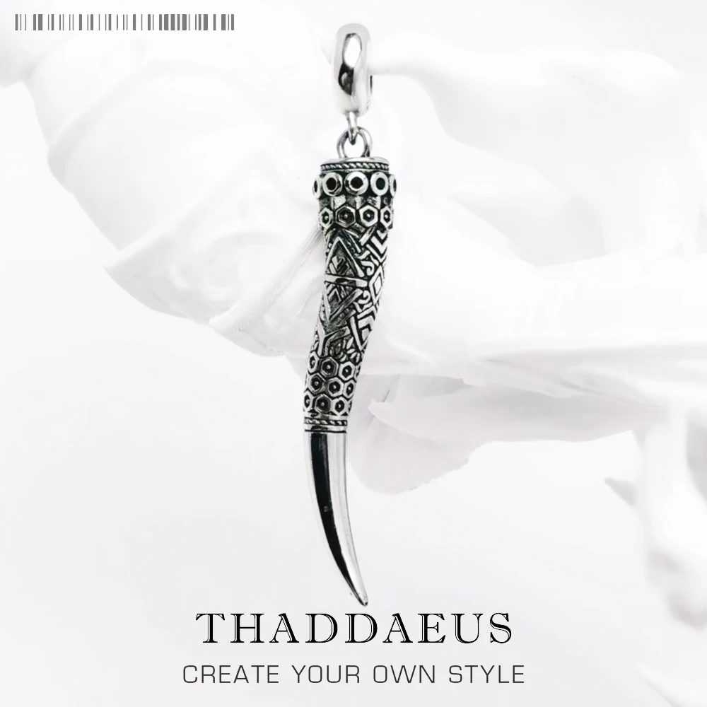 القرن النمر الأسنان قلادة خمر المجوهرات الجميلة النقي 925 الفضة الاسترليني تميمة هدية للمرأة والرجال