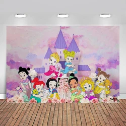 Photography Background Disney Castle Pink Balloon Baby Shower Cake Smash Newborn Princess Girl Birthday 1st Birthday Backdrop