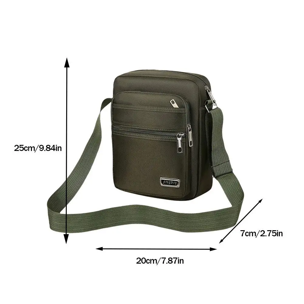Men\'s Shoulder Bag Waterproof Nylon Oxford Cloth Bag Single Shoulder Crossbody Bag Multi-layer Pocket Business Travel Bag Wallet