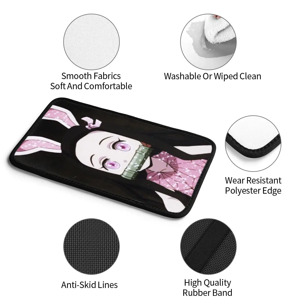 غطاء مسند ذراع سيارة منقوش قاتل الشياطين ، حصيرة كونسول مركزي ، وسادة سيارات ، إكسسوارات داخلية للسيارة