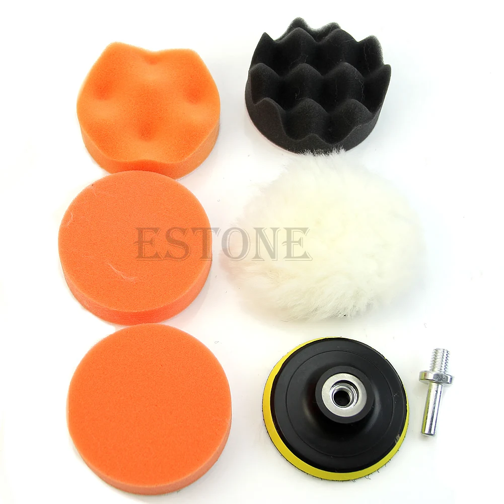 

7 Pcs/set 3 inch Buffing Pad Auto Car Grinding & Polishing Material Sets Wheel Buffer + Drill Adapter dropship