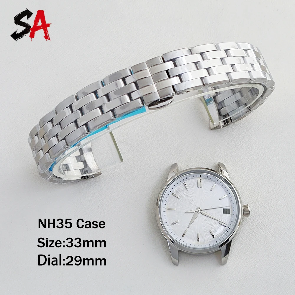 

33mm watch case NH35 dial cocktail waterproof women's case custom logo dial suitable for NH35/NH36 movement watch accessories
