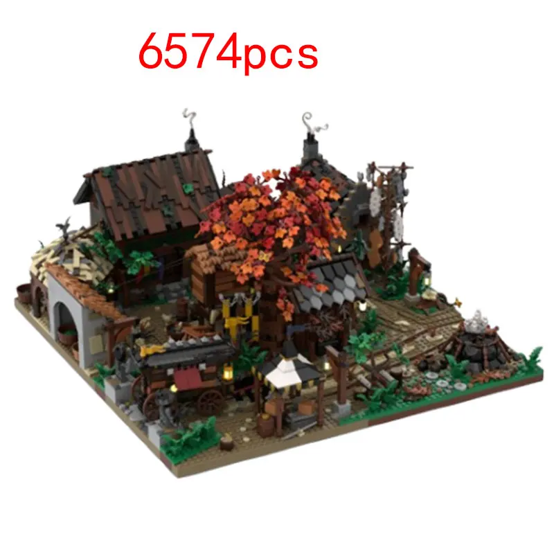 

MOC-189181 6574pcs small particle assembly building blocks medieval city building town castle street view house model toy gift