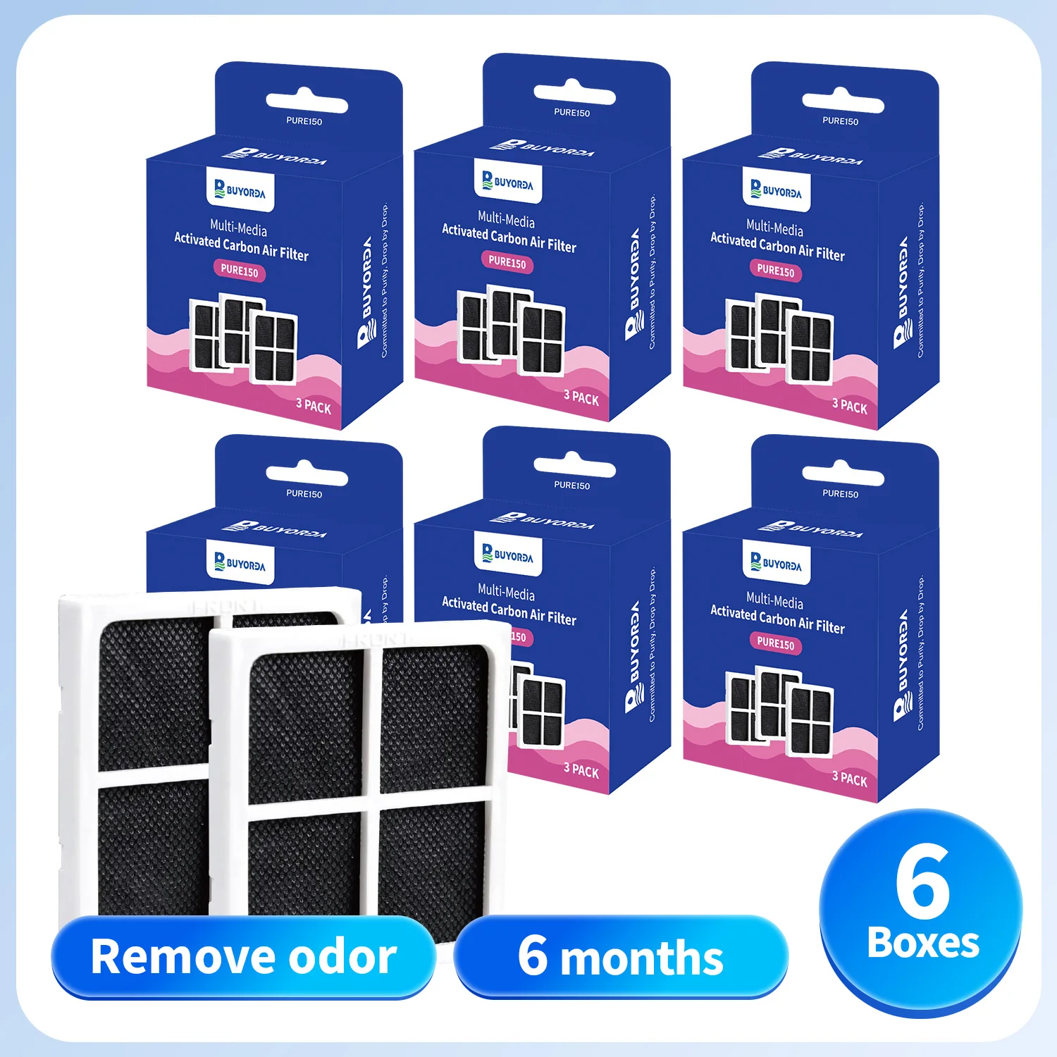 فلتر هواء للثلاجة بديل متوافق for LG LT120F مع 6 قطع, مناسب for Kenmore Elite موديلات 9918 795 ADQ73214404 ADQ73334008 LMXS30776S, لإزالة الروائح وتقليل الترسبات