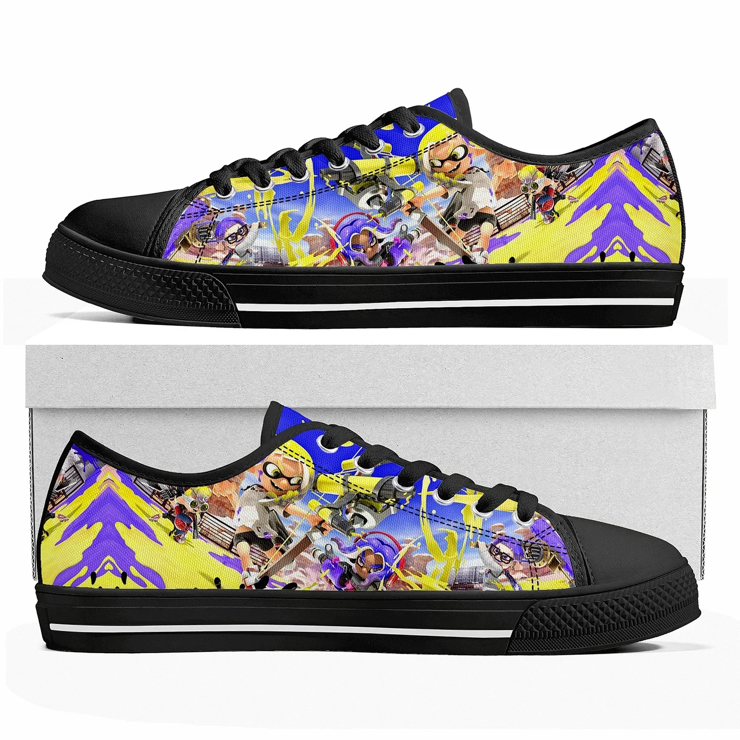 Splatoons jogo fã baixo topo tênis das mulheres dos homens adolescente de alta qualidade tênis lona casual casal sapatos sapato personalizado