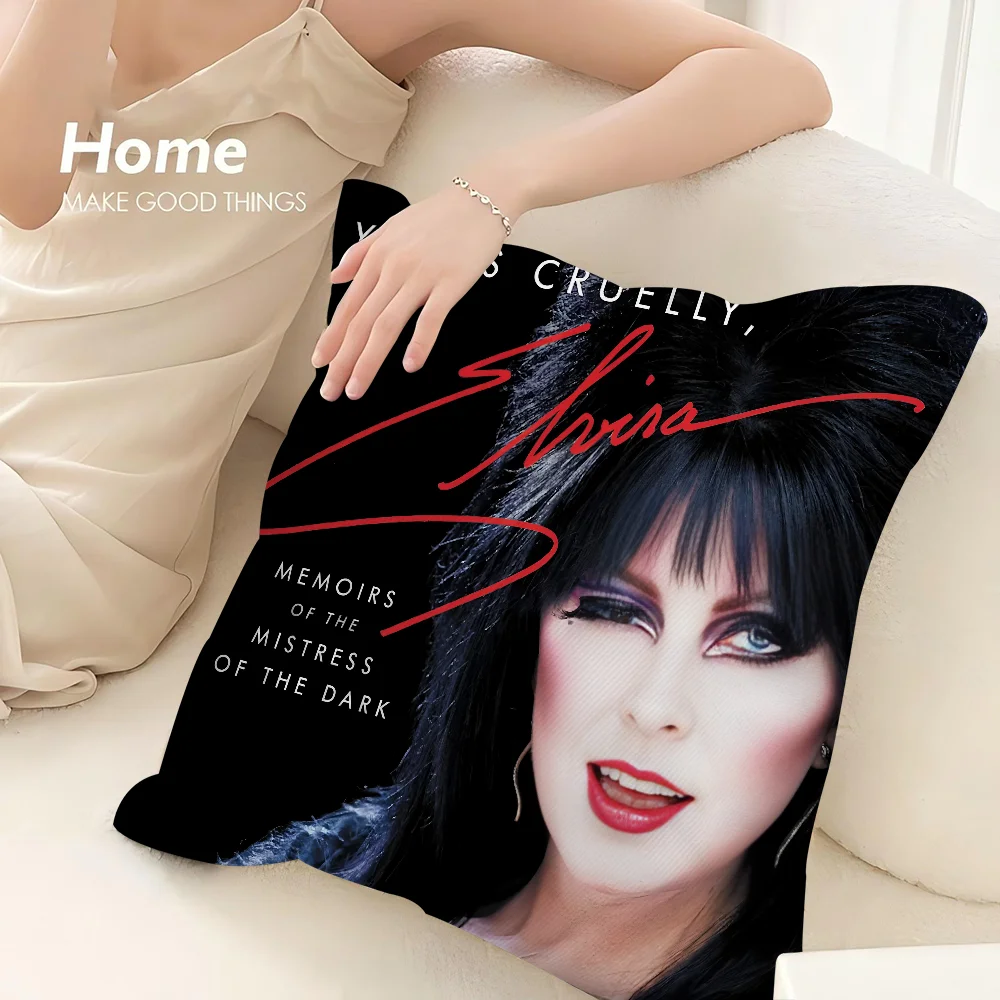 E-Elvira Mistress of the Dark Pillow Case 3D Print Polyester Fiber 45*45cm Home Sofa Throw Pillow Cover Decoration Festival Gift