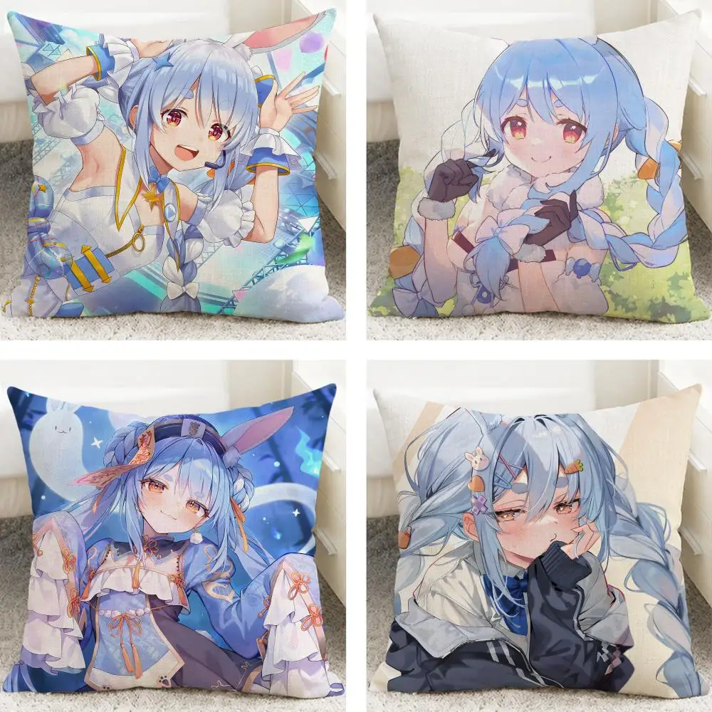 VTuber Usada Pekora Cushion Cover Cushion Covers Natural Linen Breathable Sofa Bedroom Decor Pillowcase