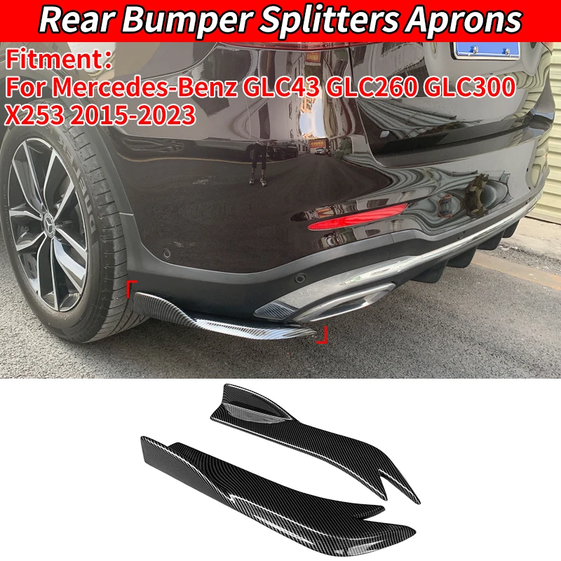 For Mercedes-Benz GLC43 GLC260 GLC300 X253 2015-2023 Car Rear Wrap Angle Splitters Trunk Lip Spoiler Canard Wing Diffuser ABS