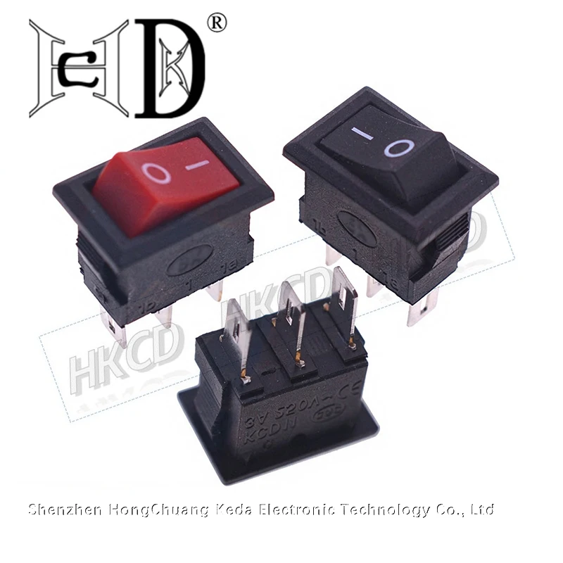 2pcs KCD11-3P 3Pin 2 Gear Boat Shape Rocker Switch 10x15mm Mini 3 Feet ON OFF Power Switch For DIY Appliance