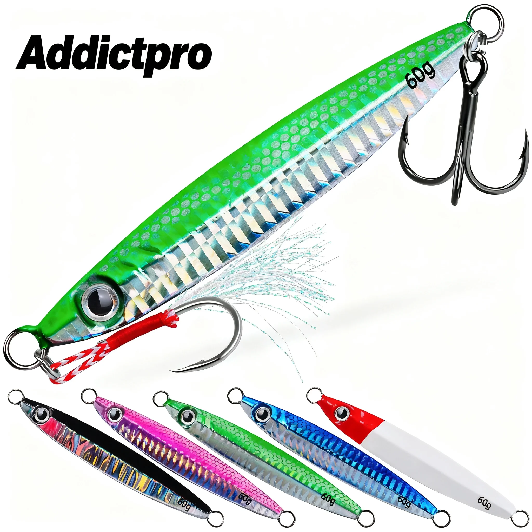 

Addictpro 1pcs Metal jigs 60g Bionic Lifelike Hard Bait Fishing Accessories Lures For Saltwater or Freshwater