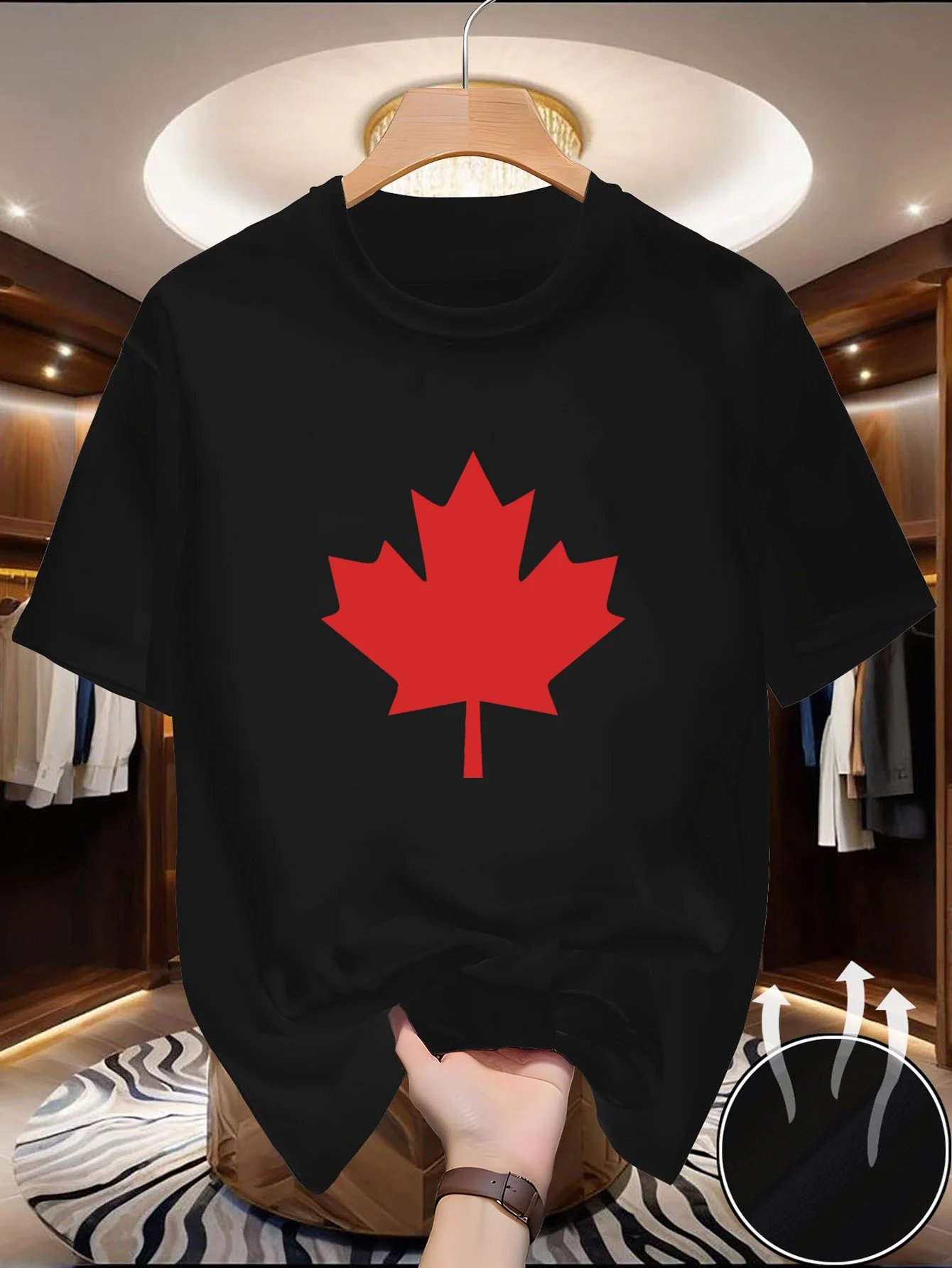 Herren Atmungsaktives Kurzarm-T-Shirt - Grün aus Naturmaterialien, Kühlend & Hellbeige-Freundlich, Sommerlich Lässig Rundhals Einfarbig