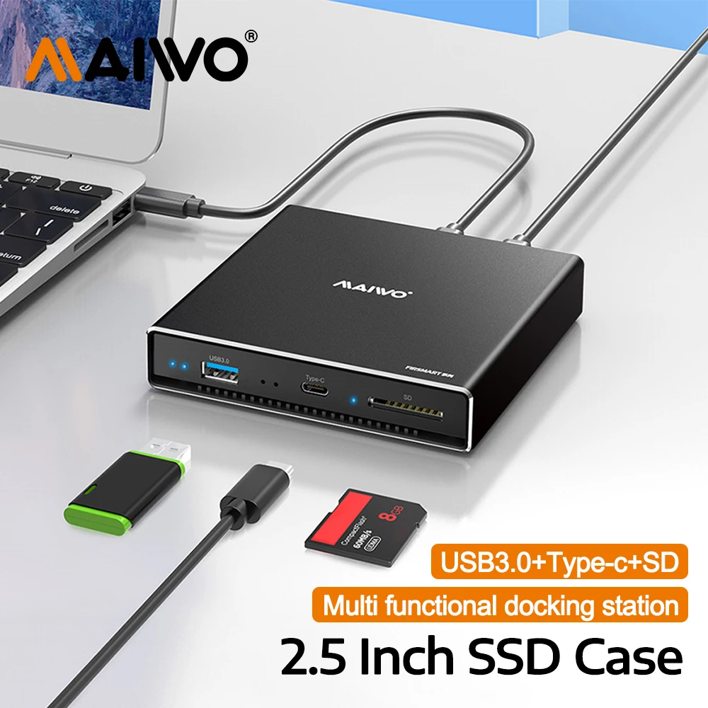 

MAIWO 2.5 Inch SSD Case Mobile Multifunctional Docking Station with USB3.0/Type-c/SD Card Reader Type-c Transmission for PC