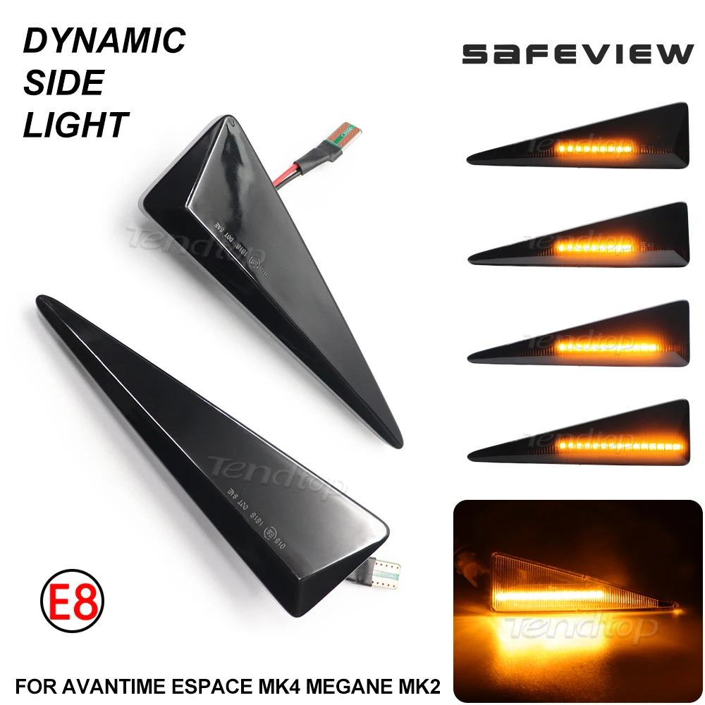 2pcs For Renault MK4 Vel Satis Wind Avantime Megane 2 Scenic 2 Espace 4 Car Tuning Dynamic LED Side MarkerTurn Signal Lamp