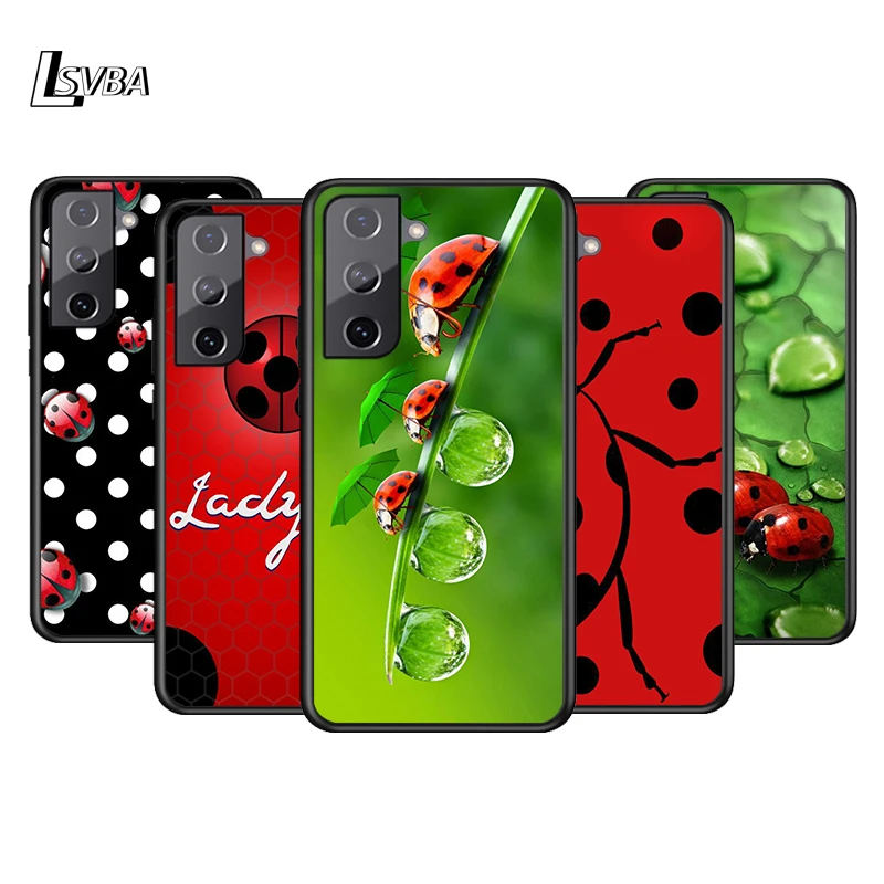 Seven-Star Ladybug Soft Black Cover For Samsung Galaxy S22 S21 S20 FE Ultra S10 S10e Lite S9 Plus Phone Case Coque