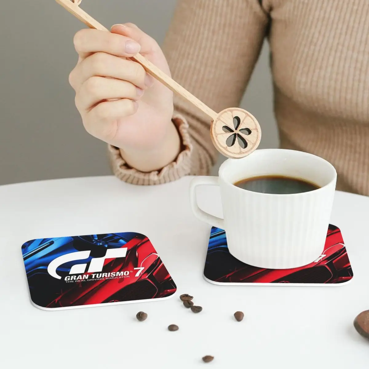 

Gran Turismo Coasters Leather Placemats Waterproof Insulation Coffee Mats For Home Kitchen Dining Pads Set of 4