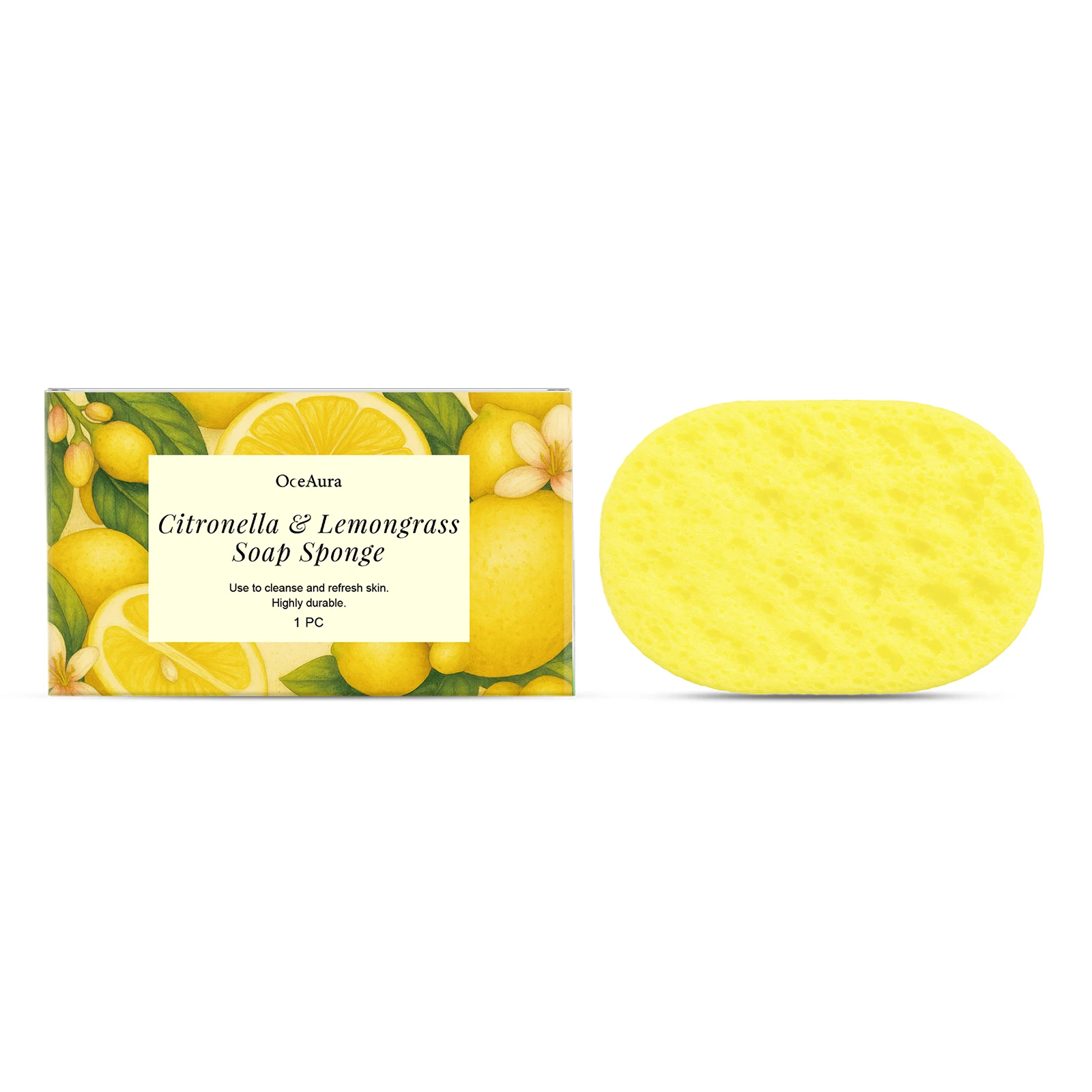 Citronella Lemongrass Soap Sponge Gentle Exfoliating Body Cleaning Reusable Bath Shower Foam Deep Clean Skin Dead Skin Remove