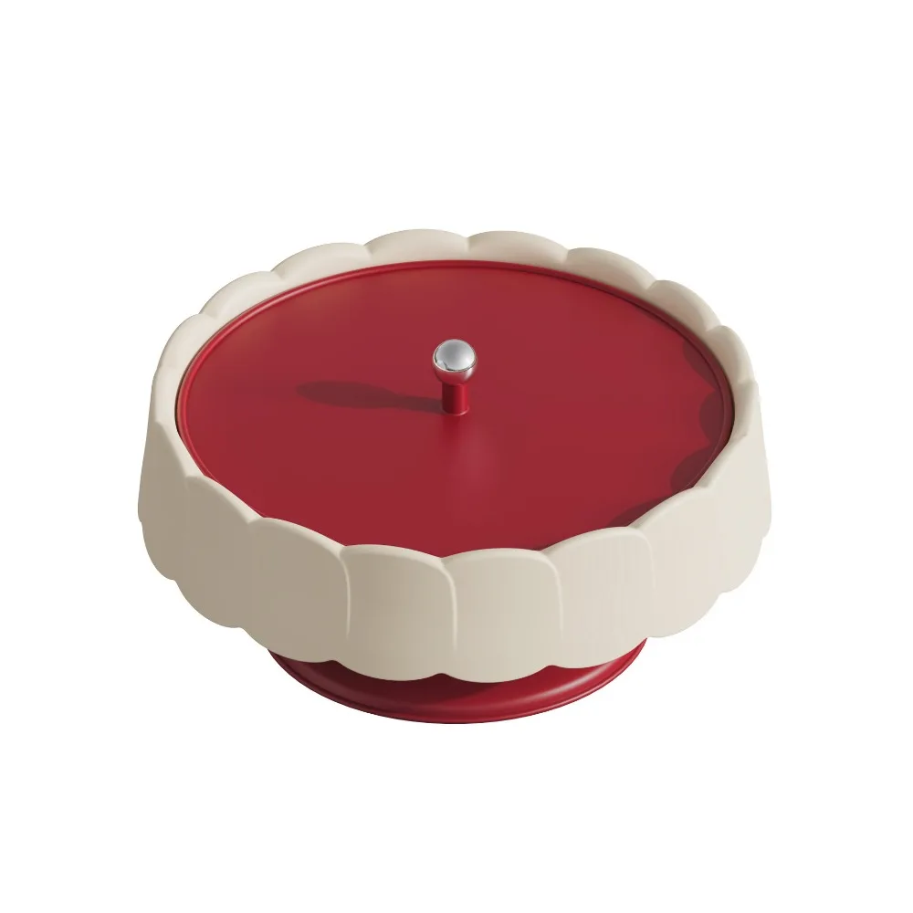 

Light Luxury Red Snack Serving Tray with Lid Sealed New Year Snack Storage Box Traditional Dustproof Candy Box Housewarming