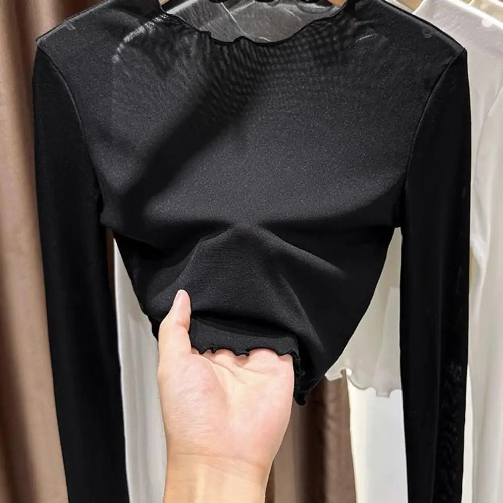 

Sun Protection Inner Tops Stylish Women's Summer Mesh Perspective Long Sleeve Tops for Sun Protection Daily Wear Round Neck
