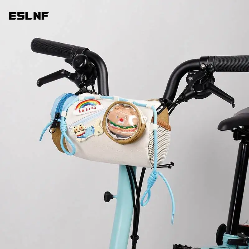 ESLNF Großraumige Cartoon-DIY-Fahrradtasche für Outdoor-Radfahren, Niedliche Umhängetasche
