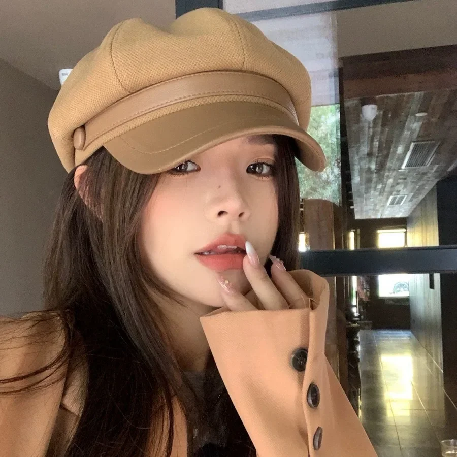 

Korean Beret Hat Women Fashion Autumn Winter Octagon Cap Retro British Newsboy Painter Hat