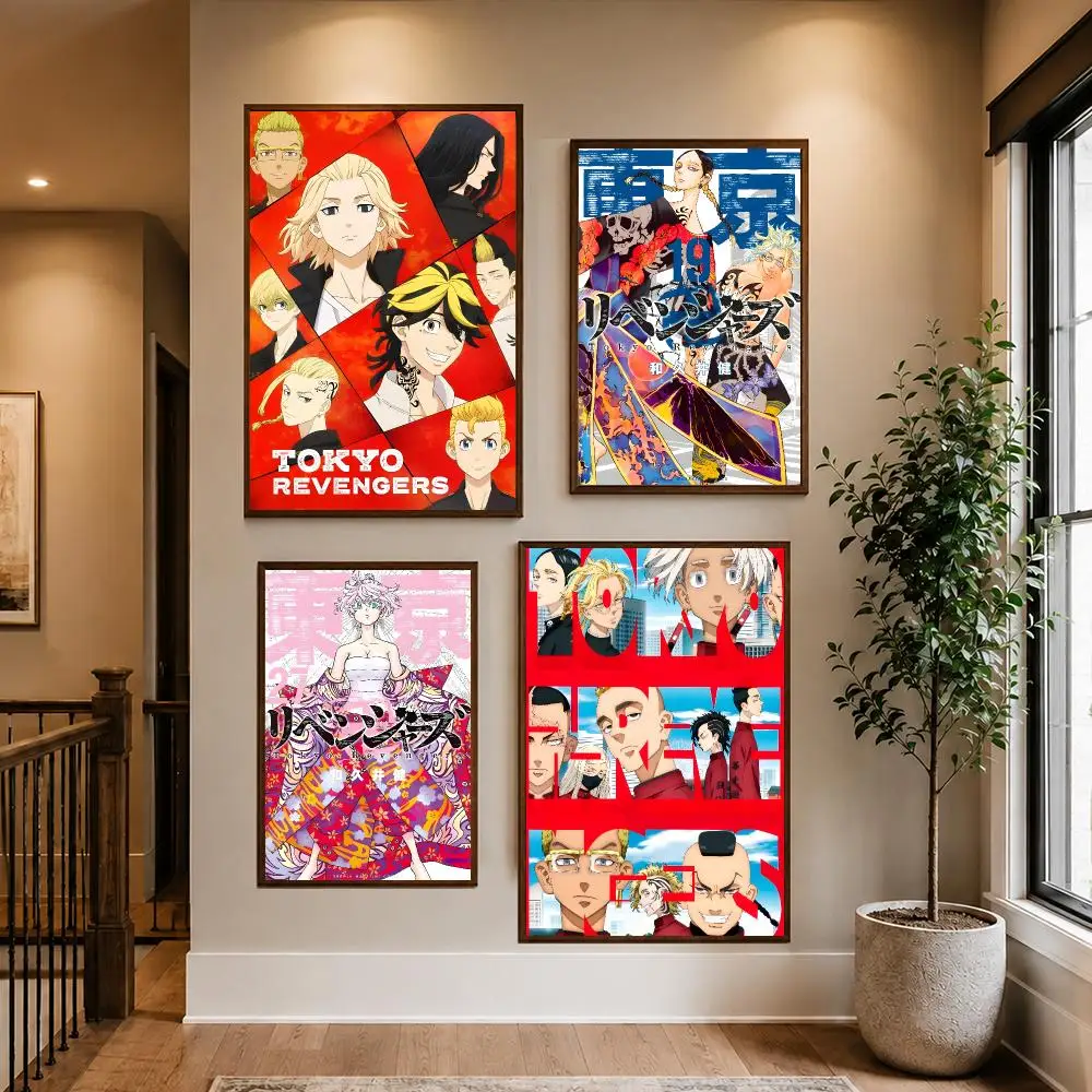 Action T-Tokyo Revengers Poster HD Waterproof PP Self-Adhesive Removable Wall Art Poster for Bedroom Cafe Gym Home Decor Gift