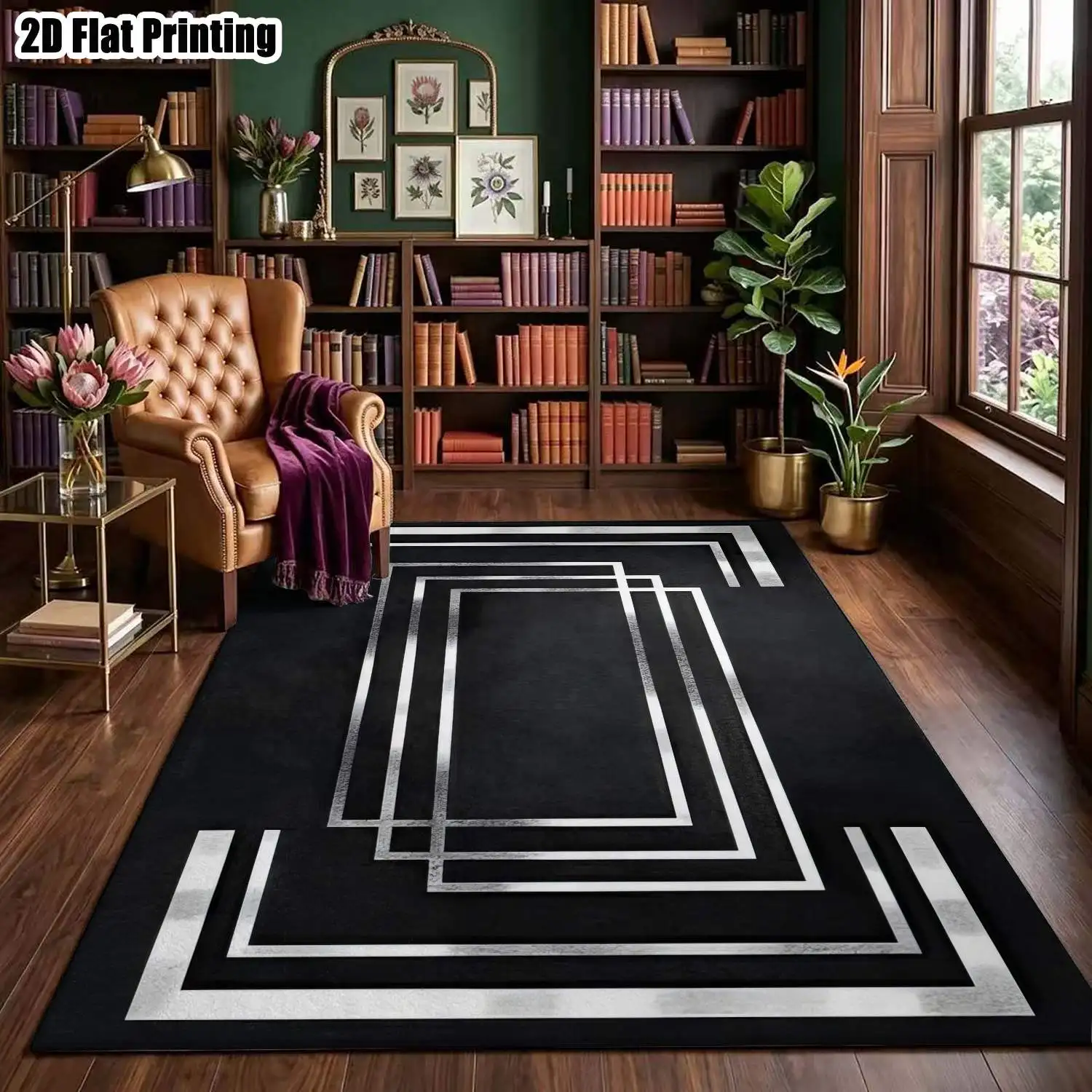 Aesthetic Optical Illusion Print Carpet Nordic Abstract Twined Ribbon Area Rug Premium Library Dorm Sitting Room Decal