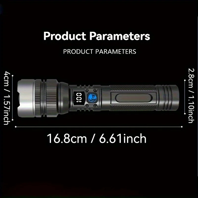 Ultra Bright 3000 Lumens USB Rechargeable LED Flashlight High Power Telescopic Zoom Durable Aluminum Design for Work Patrol