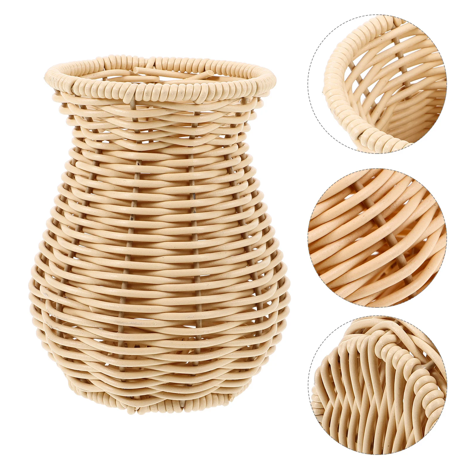 Pastoral Style Decorative Vase Desktop Adornment Rustic Woven Flower Cupboard Plastic Table Decoration