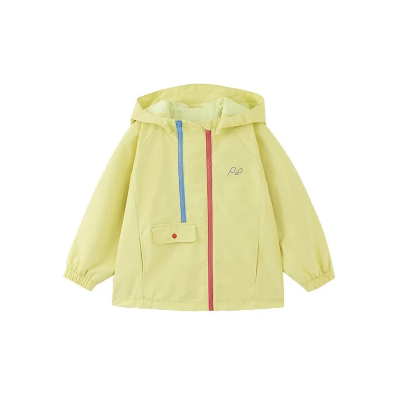 IYEAL Kids Hooded Jacket Colorful Zipper Waterproof Windproof Coat Boys Girls Outdoor Raincoat With Pocket
