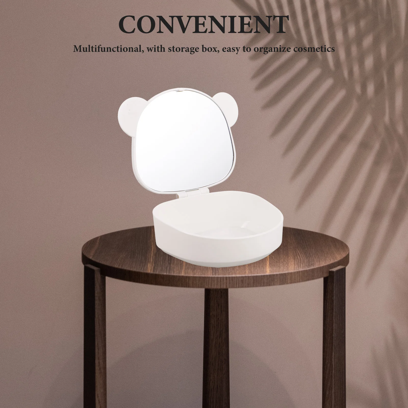 Organizer per trucco da viaggio con specchio Borsa per trucco portatile compatta con specchio ad alta definizione per accessori per capelli Dischetti di cotone