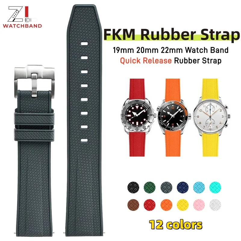 Fluoro Rubber Strap 19mm 20mm 21mm 22mm for Omega X Swatch MoonSwatch Universal FKM Quick Release Diving Watch Band for Seiko