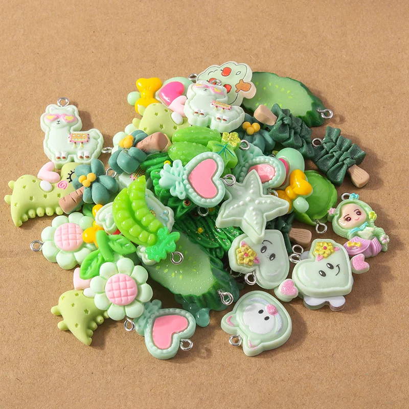 10 Stück gemischte niedliche Harz-Tier-, Lebensmittel-, Herz- und Blumen-Anhänger für die Herstellung von Ohrringen, Halsketten, Armbändern und DIY-Schmuckzubehör – Detail 12