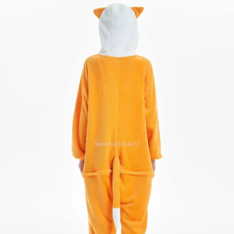 Fox Kigurumi  Onesie Jumpsuit Women Flannel Kigurumi For Adults Whole Onepiece Animal Pajamas Kugurumi Sleepwear