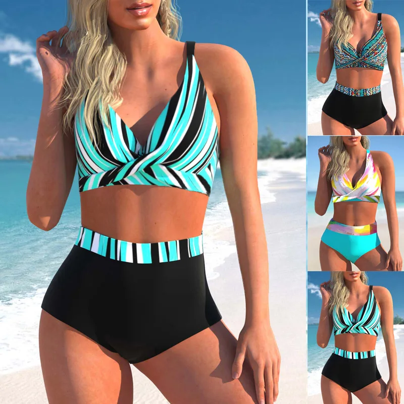 2023 New Women's Two Piece Bikini Sexy Beach Swimwear Fashion Print Bikini Set Women's Summer Fashion Swimming Bikini Swimwear