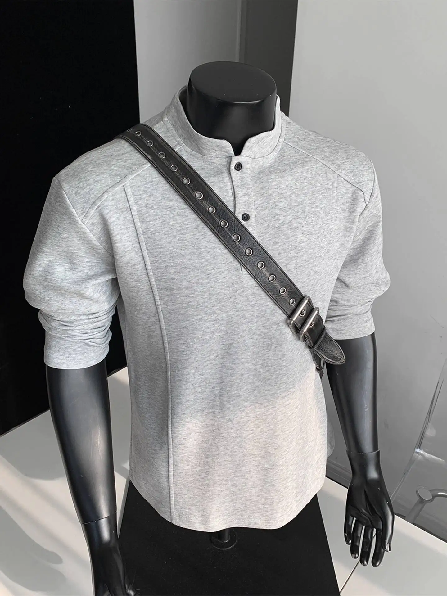 

Autumn Men's Long Sleeve T-shirt Trendy Cleanfit Henley Shirt Long Sleeve Casual Inner Wear Base Layer Sweatshirt
