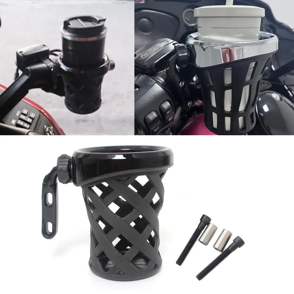 Drink Cup Holder With Screw Kit Drink Holder Fits For H-D For Yamaha For Kawasaki For Suzuki For Indian Black Drink Cup Holder