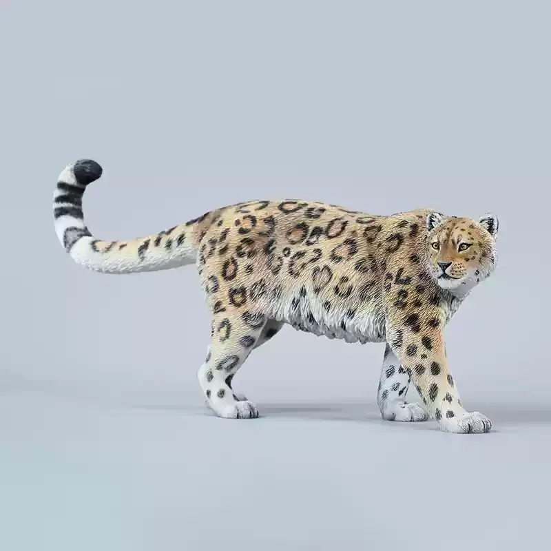 Jxk 1:6 Snow Leopard Flower Leopard Handmade Simulation Leopard Surrounding Beast Animals Gk Model Toy Ornament