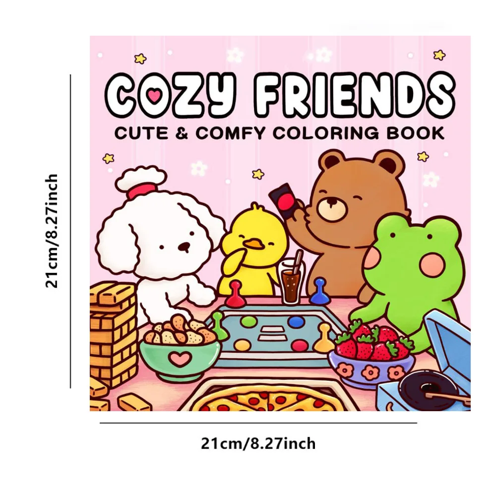 COZY FRIENDS: Coloring Book for Adults Featuring Cute Cozy Daily Activities for Relaxation (Cozy Spaces Coloring)