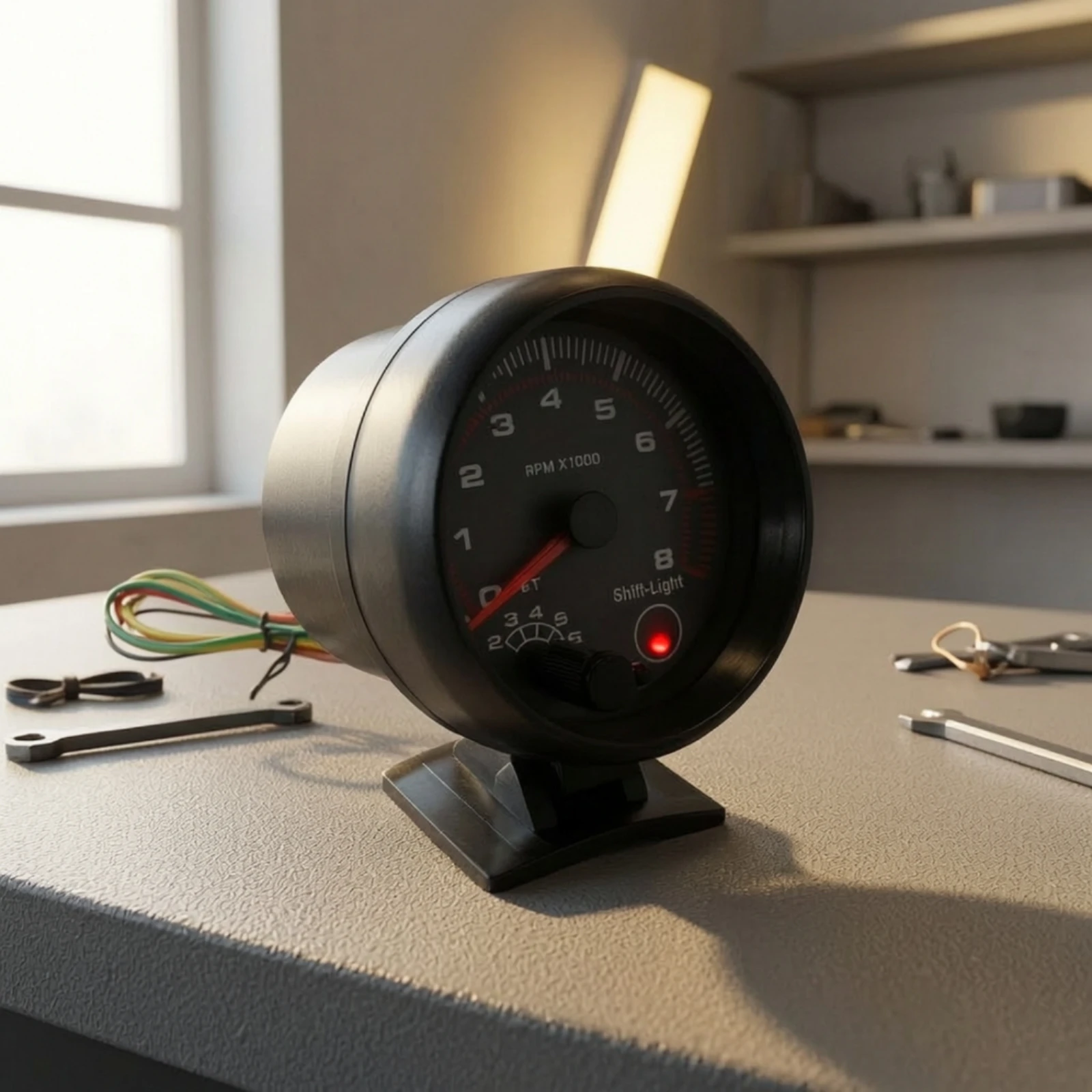 Tachometer with Shift Light Rapid Response Automotive Tachometer RPM Gauge with Shift Light Adjustable Meter Compatible