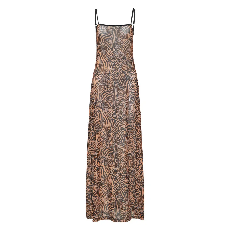 2025 Summer New Fashion Stripes Print Sleeveless Round Neck Slim Dress for Hot Girls