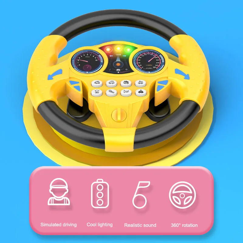 Eletric Simulation Steering Wheel Toy Simulate Driving Car Light Sound Musical Baby Kids Educational Vocal Toys for Children