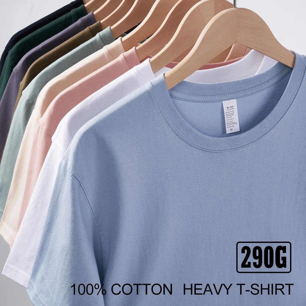

New Summer 290g Oversized Heavy T Shirt For Men 100 Cotton Solid Women Blank Short Sleeve Basic Off White Tee Top High Quality