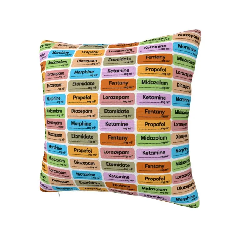 Fashion Medical Nurse Anesthesia Medication Labels Cushion Covers 40x40cm Soft Pillow for Sofa Square Pillowcase Home Decorative