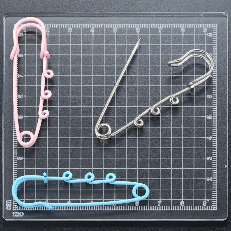ZHUKOU 2PC Safety Pin Brooch Bases Brooch Pins 19×60MM 3-Ring Jewellery Pins Jewellery Making Accessories:VK341