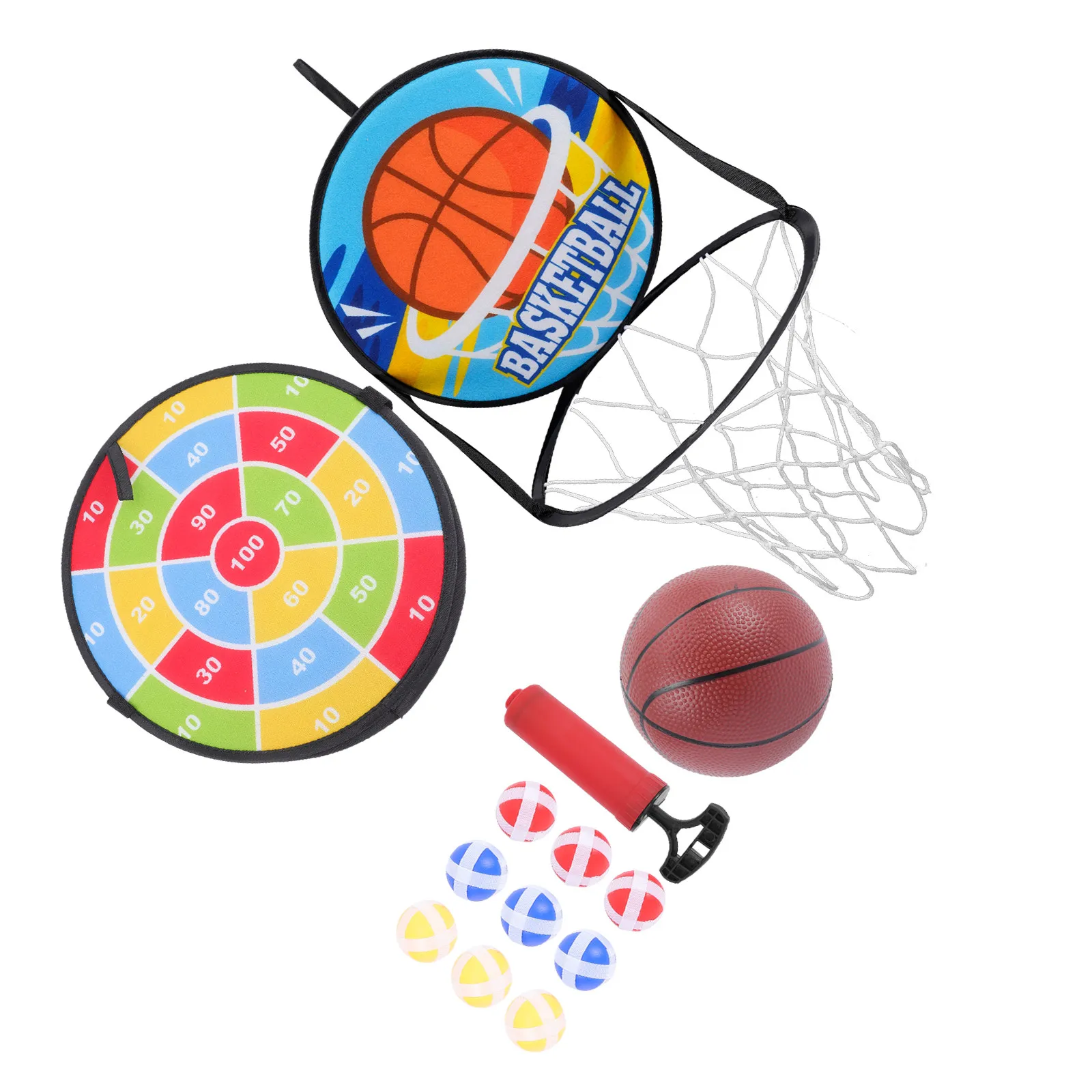 

1Set Basketball Hoop Indoor Double Side Sticky Ball Board Game for Kids Children's Sports Gift Basketball Dart Board