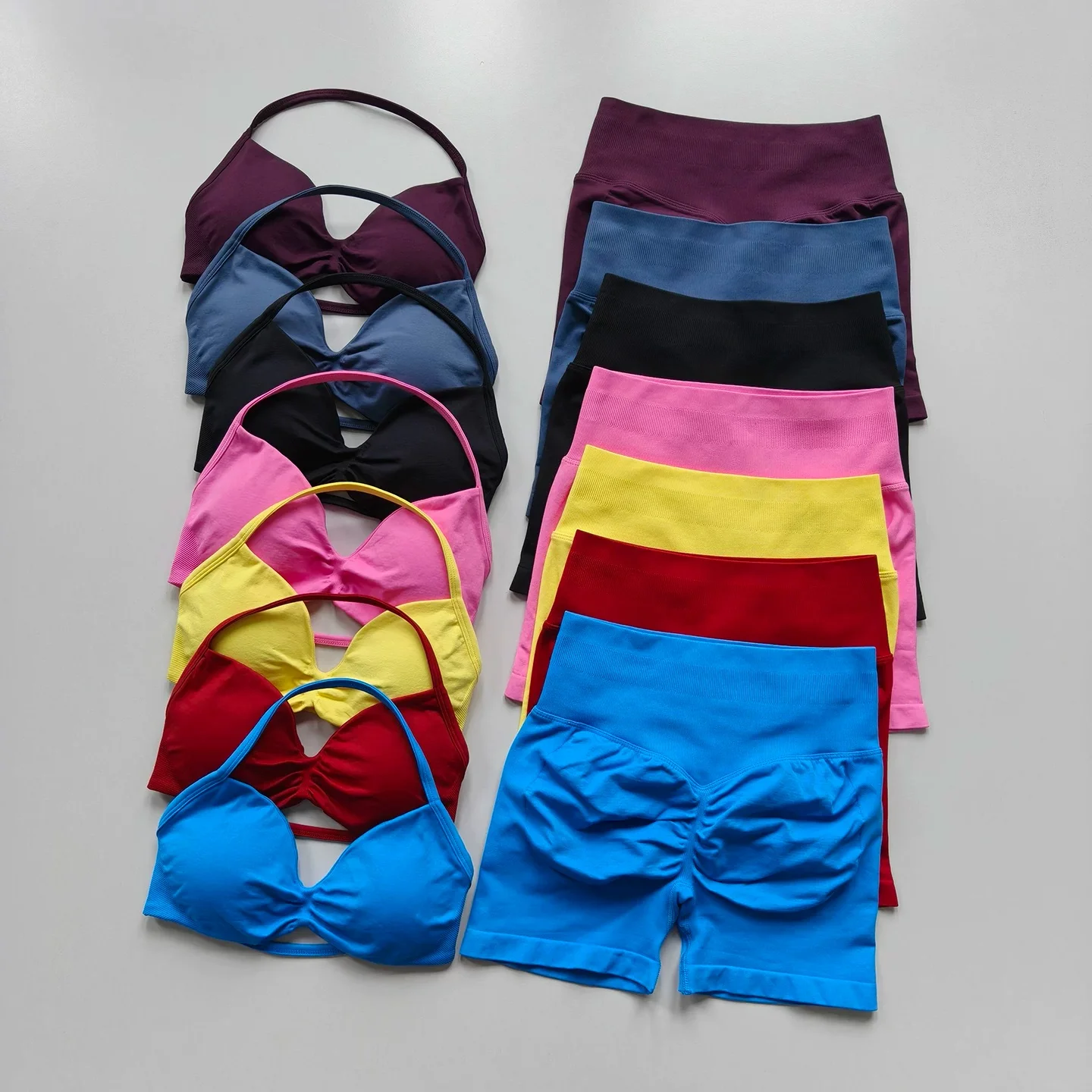 2 Piece Sports Gym Set Strappy Bra Yoga Underwear Short Sport Leggings Bicycle Running Sportswear Woman Seamless Yoga Set