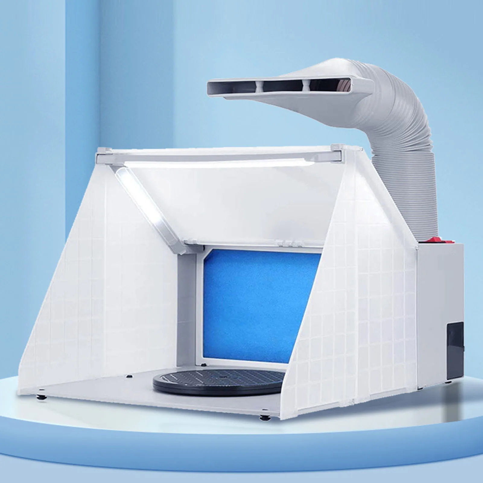 Portable Airbrush Spray Booth with LED Light Airbrush Craft Spray Booth for Painting Cake Craft Nails T Shirts
