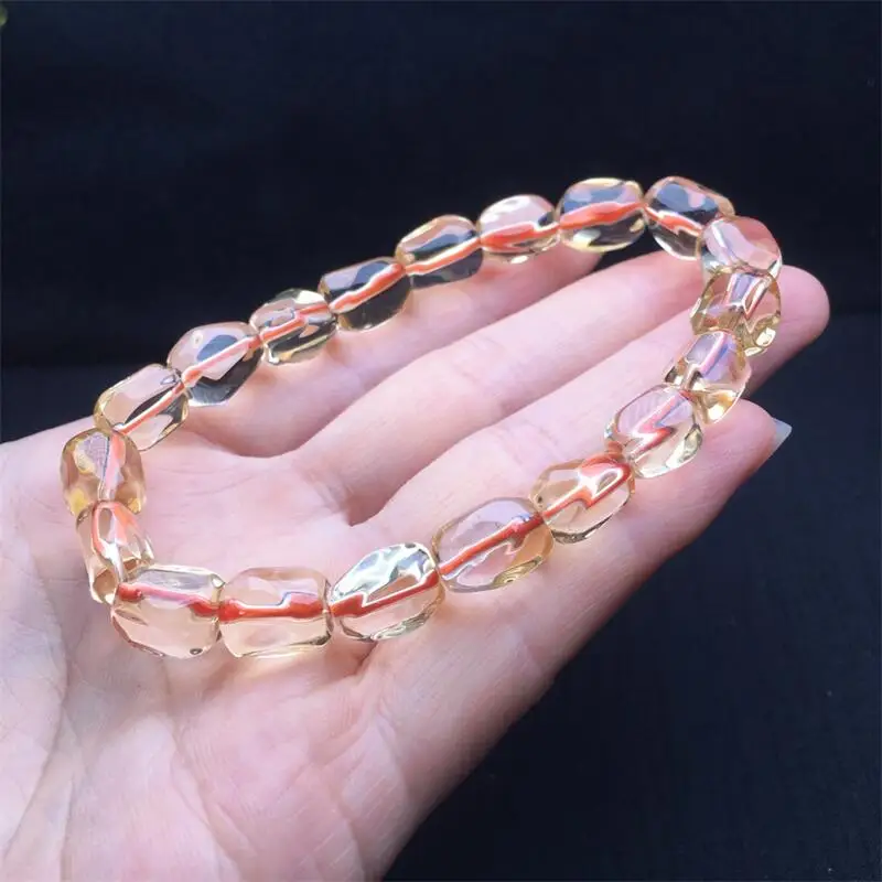 Natural Freefrom Citrine Bracelet Crystal For Women Fortune Energy Mineral String Amulet Jewelry Healing Gift 1pcs 8.5-10.5MM