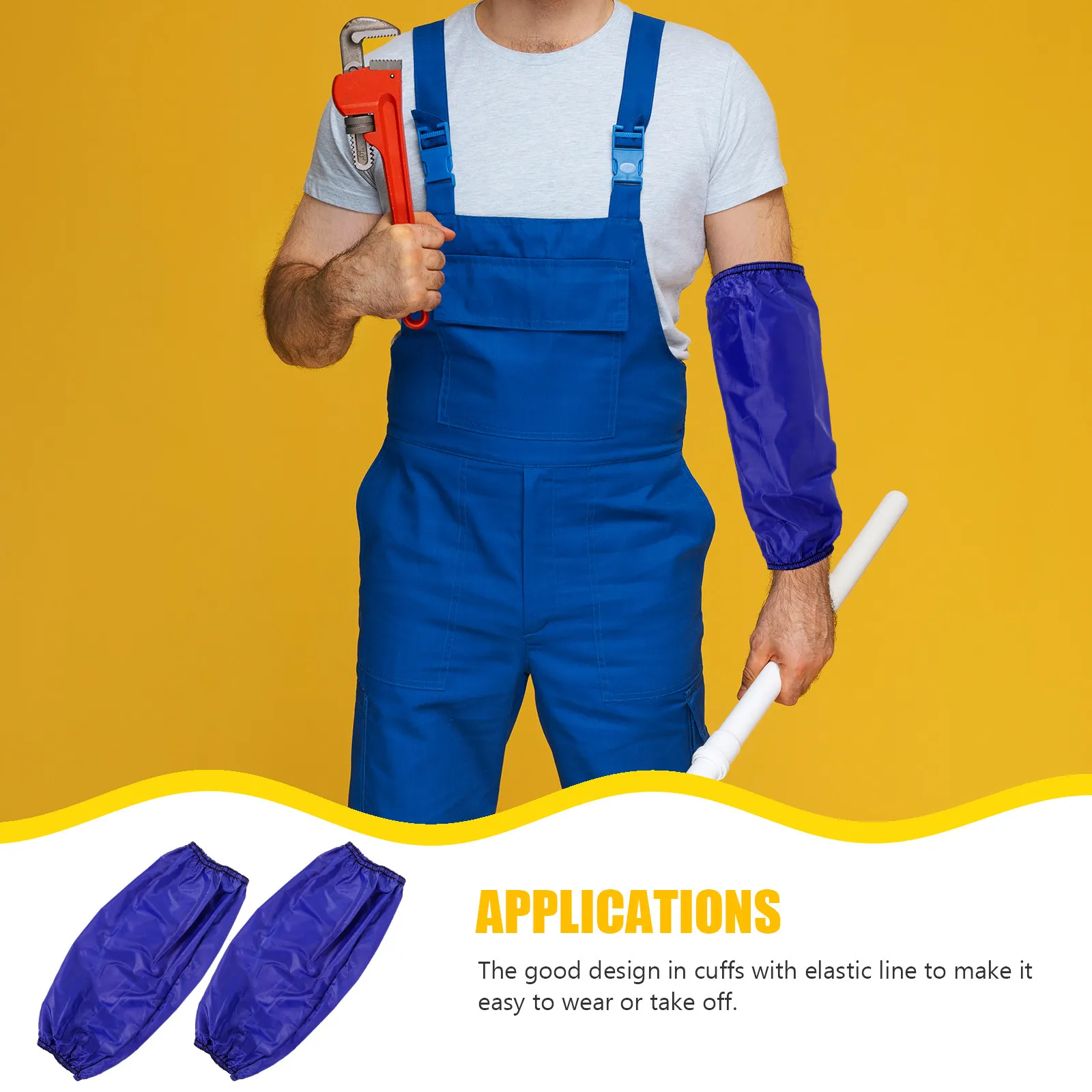 1 Pair Waterproof Oilproof Arm Sleeves Pvc Kitchen Cleaning Oversleeves Elastic Cuff Lightweight Durable Protection Gloves Labor