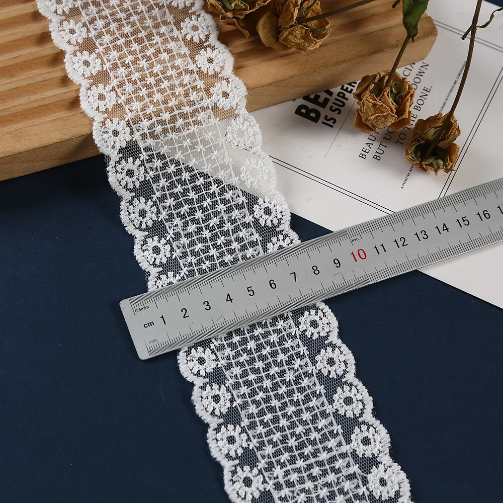 1 Yard Black White Apricot Three Color Hollow Lace Mesh Trim for Sewing Clothing Curtain Decoration DIY Accessories Wholesale La
